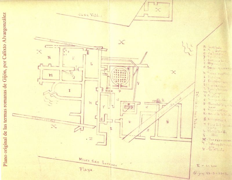 Plano original de las termas dibujado por Calixto Alvargonzlez Landeau